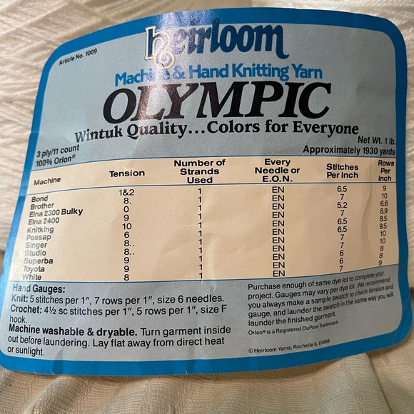 1 Full & 1 Partial Cone Heirloom Olympic Machine & Hand Knitting Yarn - Picture 2 of 7